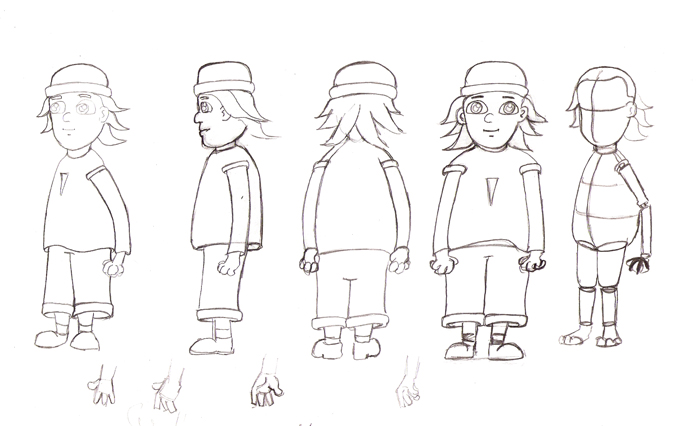 2d cartoon character scanned for tracing. After lots of scribbling and rough 